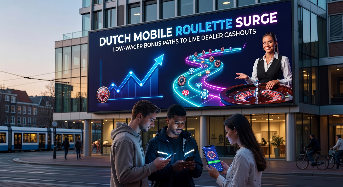 Live dealer aan roulette tafel op mobiel scherm met lage inzet bonus overlay