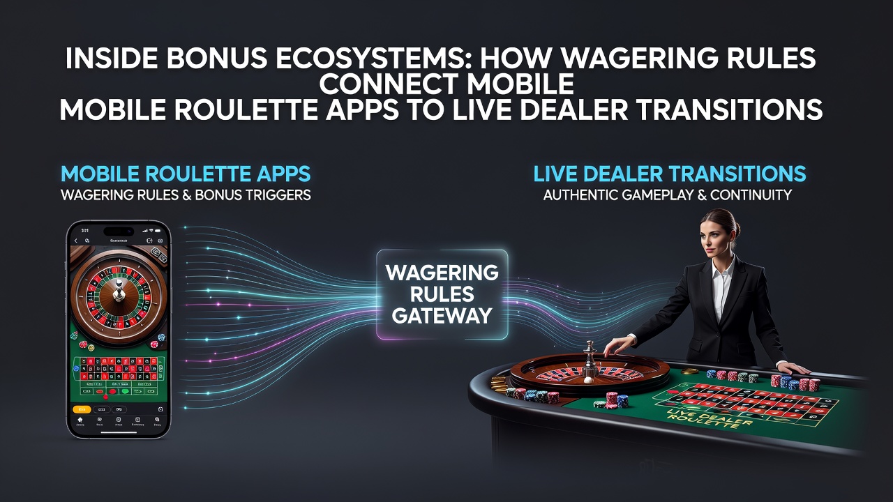 Illustratie van mobiele roulette apps verbonden met live dealer overgangen via inzetregels