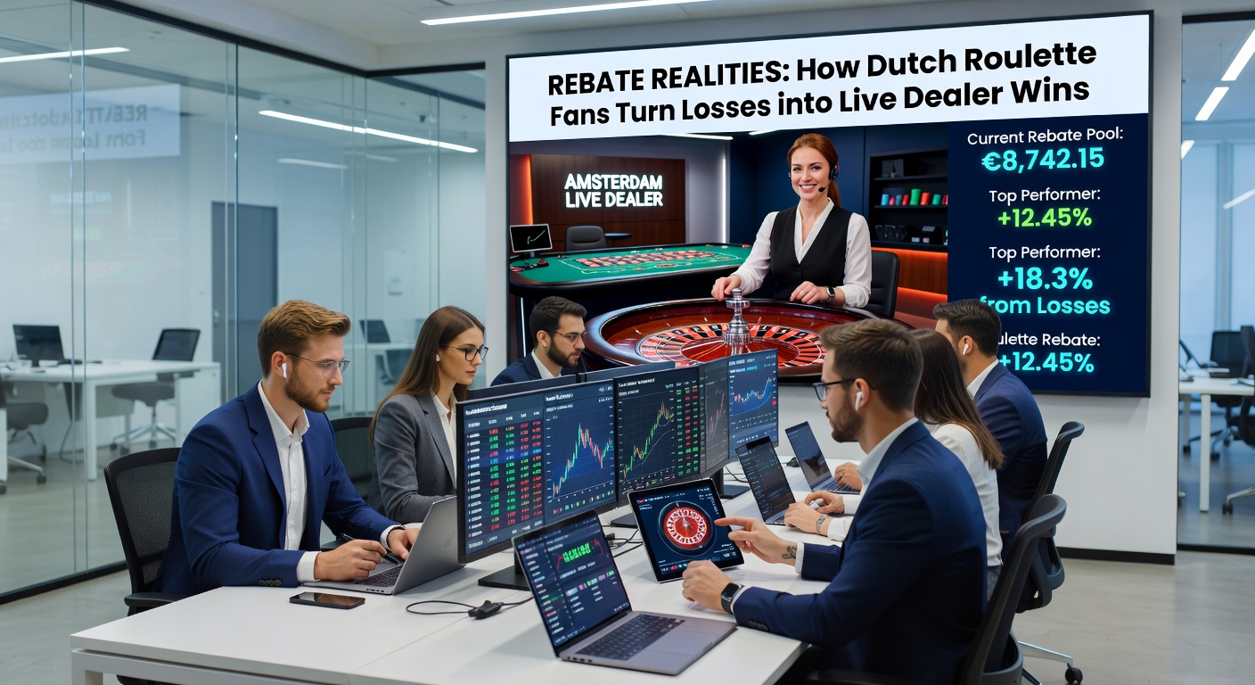 Grafiek met cashback percentages en live dealer roulette tafels, illustrerend hoe Nederlandse spelers verliezen omzetten in winsten via rebates