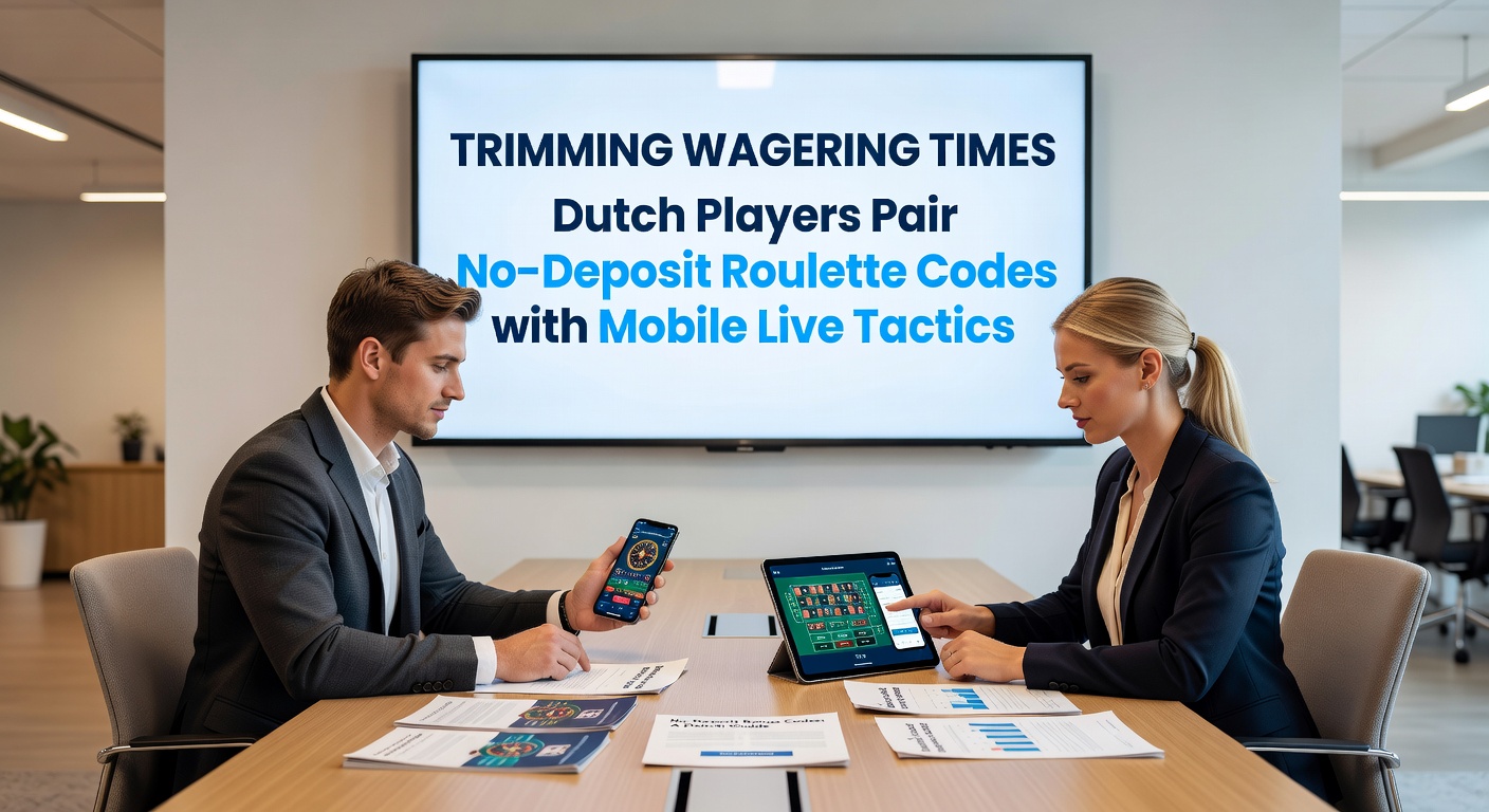 Nederlandse speler op smartphone met live roulette tafel en no-deposit bonuscode zichtbaar op scherm, symboliserend snelle wagering progressie